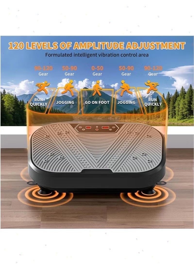 يواوليتي لوحة اهتزازية، آلة لياقة بدنية اهتزازية لتصريف اللمف، رف تدريب اهتزازي لكامل الجسم مع شريطين مقاومين، سعة وزن قصوى للاستخدام المنزلي 551 رطلاً. - Image 5